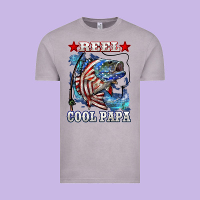Reel Cool Papa American Flag Bass Fishing Vintage Tee Designed By Lillyallendesigns