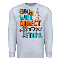 Heather Grey God Will Direct Your Steps Premium Sweatshirt - BundleAndBundleShop