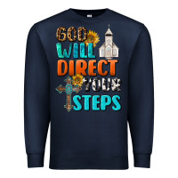 Navy God Will Direct Your Steps Premium Sweatshirt - BundleAndBundleShop