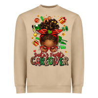 Mushroom santas favorite caregiver afro messy bun Heavyweight Sweatshirt - texasbilliewilder