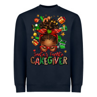 Navy santas favorite caregiver afro messy bun Heavyweight Sweatshirt - texasbilliewilder