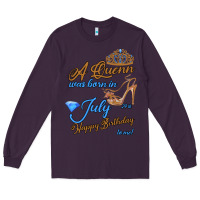 Plum A Queen Was Born In July 24th Happy Birthday Long Sleeve Tee - Bettercallsaul