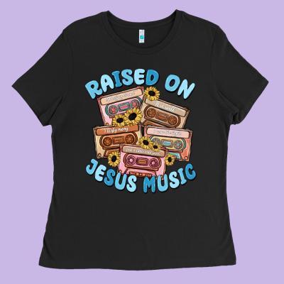 Raised On Jesus Music Ladies Tee Designed By Maliassmallbusiness