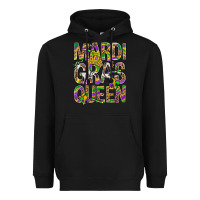 Black Mardi Gras Queen Heavyweight Hoodie - BundleAndBundleShop