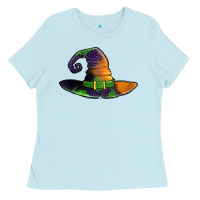 Baby Blue Purple leopard witch hat Ladies Tee - Jasminsmagicworld