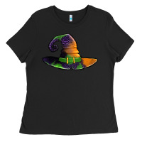 Black Purple leopard witch hat Ladies Tee - Jasminsmagicworld