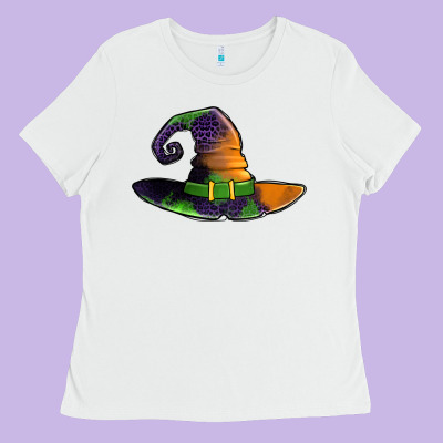 Purple Leopard Witch Hat Ladies Tee Designed By Jasminsmagicworld