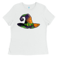 White Purple leopard witch hat Ladies Tee - Jasminsmagicworld