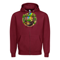 Burgundy shamrock farm Zipper Hoodie - CowGirlArtShop