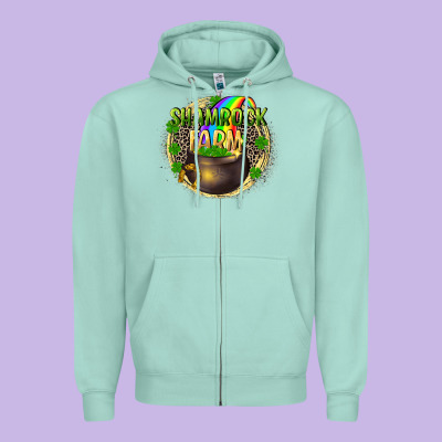 Shamrock Farm Zipper Hoodie Designed By Cowgirlartshop