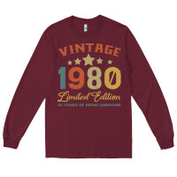Burgundy Vintage 1980 Clothes 40 Years Old Retro 40th Birthday Long Sleeve Tee - Bettercallsaul