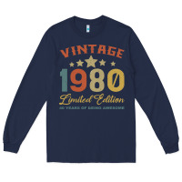 Navy Vintage 1980 Clothes 40 Years Old Retro 40th Birthday Long Sleeve Tee - Bettercallsaul