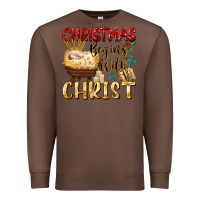 Chestnut christmas begins with christ Premium Sweatshirt - FaDigitalArtStudio