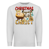 Dove Grey christmas begins with christ Premium Sweatshirt - FaDigitalArtStudio