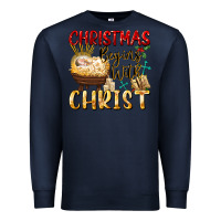 Navy christmas begins with christ Premium Sweatshirt - FaDigitalArtStudio