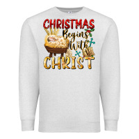 Oatmeal Heather christmas begins with christ Premium Sweatshirt - FaDigitalArtStudio