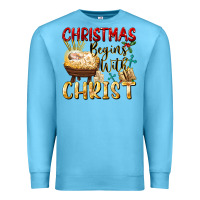 Ocean Blue christmas begins with christ Premium Sweatshirt - FaDigitalArtStudio