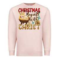 Pale Pink christmas begins with christ Premium Sweatshirt - FaDigitalArtStudio
