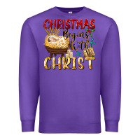 Purple christmas begins with christ Premium Sweatshirt - FaDigitalArtStudio