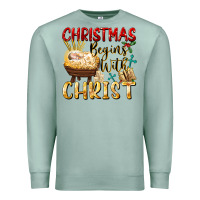 Seafoam christmas begins with christ Premium Sweatshirt - FaDigitalArtStudio