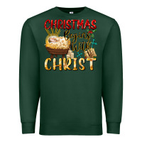 Sports Green christmas begins with christ Premium Sweatshirt - FaDigitalArtStudio