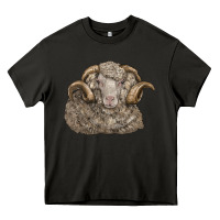 Asphalt merino wool sheep head Heavy Core Tee - LillyAllenDesigns
