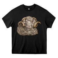 Black merino wool sheep head Heavy Core Tee - LillyAllenDesigns