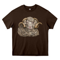 Chocolate Brown merino wool sheep head Heavy Core Tee - LillyAllenDesigns