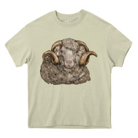 Mossy merino wool sheep head Heavy Core Tee - LillyAllenDesigns