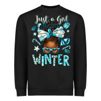 Black just a girl who loves winter afro messy bun Heavyweight Sweatshirt - texasbilliewilder