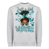 Heather Grey just a girl who loves winter afro messy bun Heavyweight Sweatshirt - texasbilliewilder