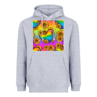 Heather Grey Pride lgbtq leopard hearts and sunflowers seamless Heavyweight Hoodie - BundleAndBundleShop