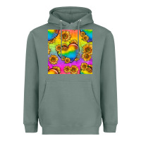Sage Pride lgbtq leopard hearts and sunflowers seamless Heavyweight Hoodie - BundleAndBundleShop