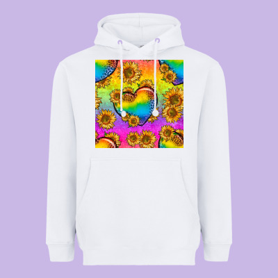 Pride Lgbtq Leopard Hearts And Sunflowers Seamless Heavyweight Hoodie Designed By Bundleandbundleshop