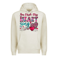 Oatmeal Heather you make my heart sing Premium Hoodie - OliviaCreatesArt