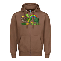 Chestnut Peace Love Shamrock  St. Patrick's Day Zipper Hoodie - CowGirlArtShop