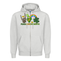 Peace Love Shamrock  St. Patrick's Day Zipper Hoodie | Teevron