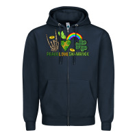 Navy Peace Love Shamrock  St. Patrick's Day Zipper Hoodie - CowGirlArtShop