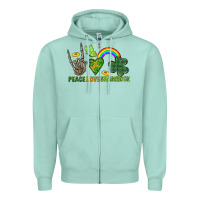 Seafoam Peace Love Shamrock  St. Patrick's Day Zipper Hoodie - CowGirlArtShop