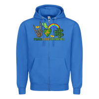 True Royal Peace Love Shamrock  St. Patrick's Day Zipper Hoodie - CowGirlArtShop