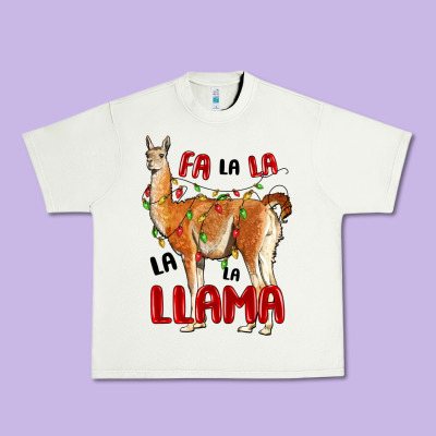 Christmas Llama Urban Heavy Tee Designed By Lillyallendesigns