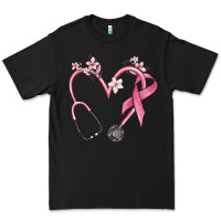 Black stethoscope nurse medical breast cancer awareness Premium Tee - MaliasSmallBusiness