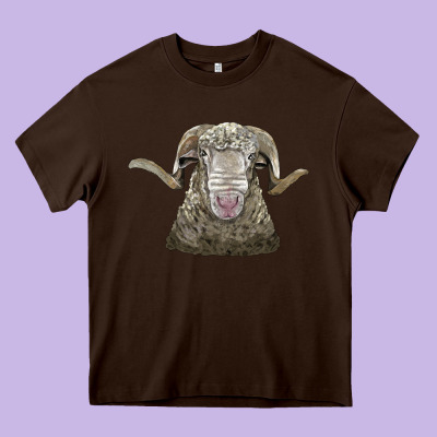 Rambouillet Sheep Head Heavy Core Tee Designed By Lillyallendesigns