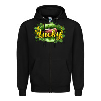 Black St. Patrick's Day lips lucky Zipper Hoodie - HowdyJamesFarm