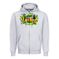Heather Grey St. Patrick's Day lips lucky Zipper Hoodie - HowdyJamesFarm