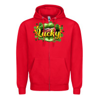 Red St. Patrick's Day lips lucky Zipper Hoodie - HowdyJamesFarm