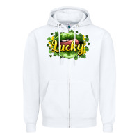 White St. Patrick's Day lips lucky Zipper Hoodie - HowdyJamesFarm