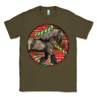 Army Green Belgian Horse Christmas Classic Tee - LillyAllenDesigns