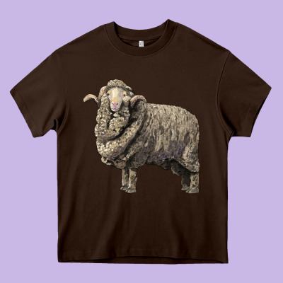 Merino Wool Sheep Heavy Core Tee Designed By Lillyallendesigns
