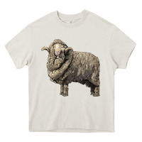 Cream merino wool sheep Heavy Core Tee - LillyAllenDesigns